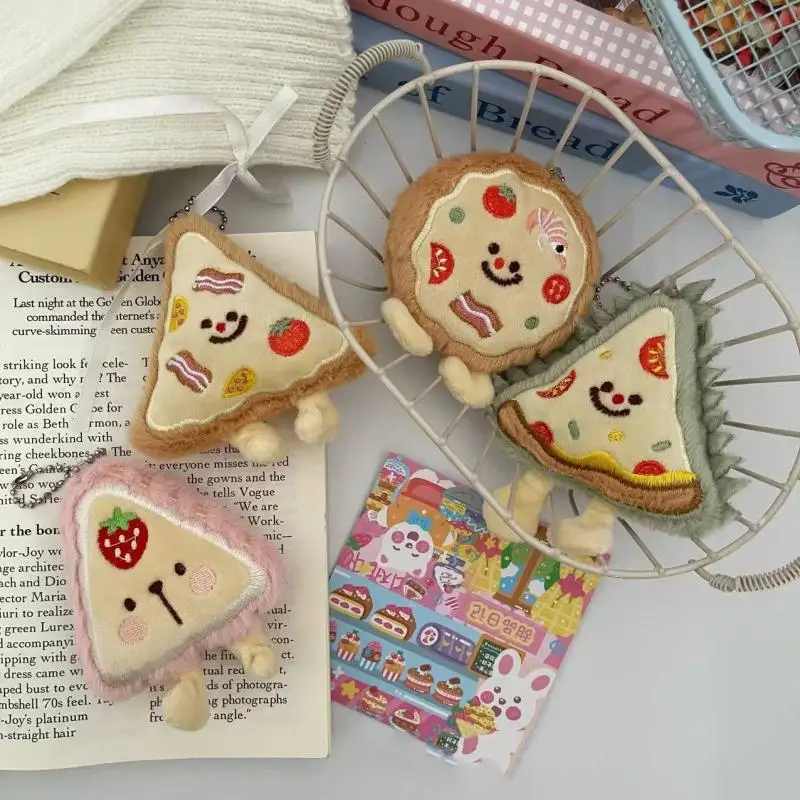 Süße süße Pizza Plüsch Schlüsselanhänger Cartoon simulierte Lebensmittel gefüllte Puppe Anhänger Auto Schlüsselanhänger Rucksack Dekoration Zubehör Geschenke