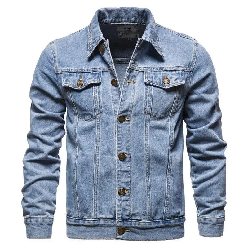 

Мужская джинсовая повседневная куртка Slim Fit, размер одежды, мужская одежда, модная верхняя одежда для среднего возраста и ли