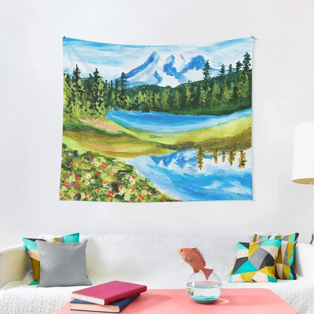 

Mt. Rainier Reflections Lake Tapestry Cute Room Things Room Decor Decoration Home Tapestry