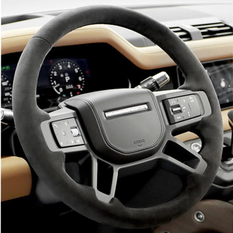 

DIY Hand Sewn Suede Car Steering Wheel Cover for Land Rover Range Rover Sport/Evoque/Velar Defender Discovery 5 4 Freelander 2