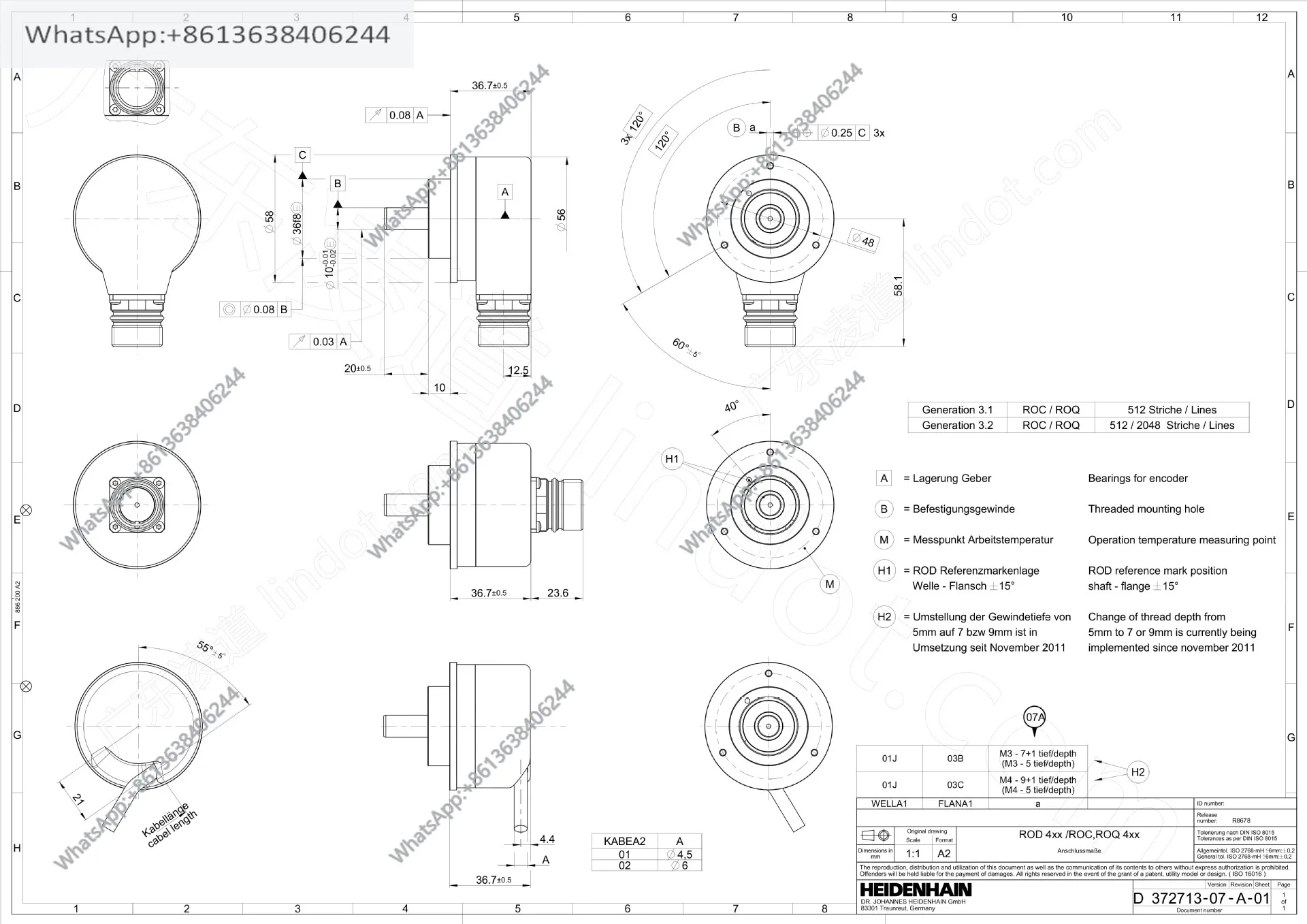 HEIDENHAIN encoder ROQ425 512 27S17-58R 01J ID 1109257-04
