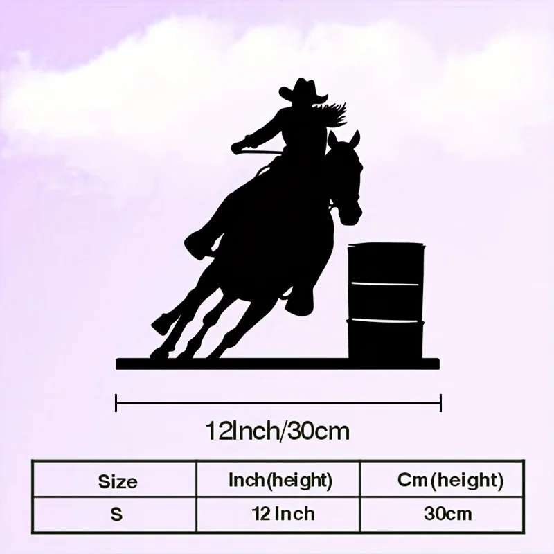 CIFBUY Metal Wall Art Western Barrel Racing Forged Iron Ornament For Home Patio Fence Hanging Decor Display