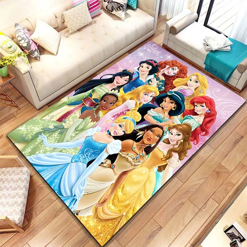 15 Sizes Disney Cartoon Black Princess Pattern Rug Carpet for Living Room Bedroom Sofa Doormat Home Decor  Non-slip Kid Play Mat