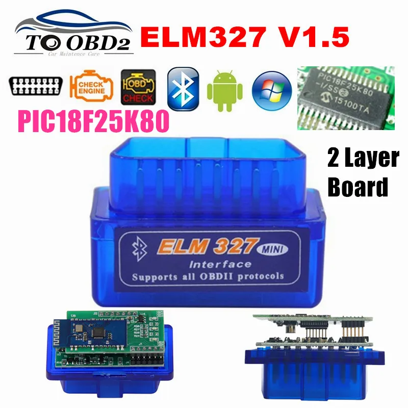 

Double Board Firmware V1.5 PIC18F25K80 ELM327 BT V1.5 OBD2 Car Diagnostic Tool ELM 327 V1.5 Work On Android/Symbian BEST Quality