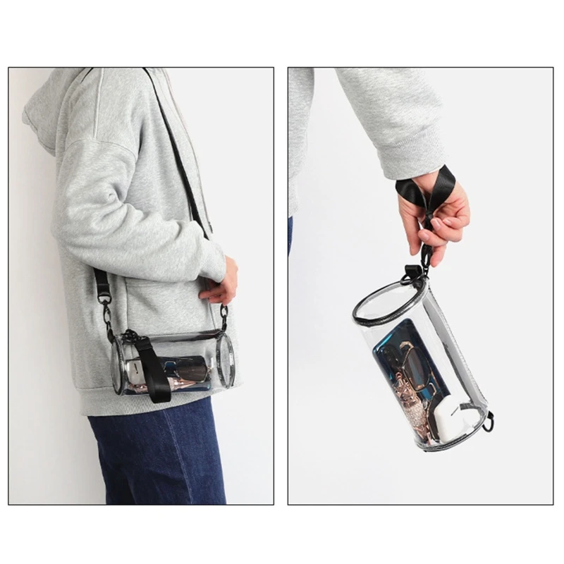 Doorzichtige Messenger Bag Werk Zakenreizen Schoudertas Crossbody Handtas met verstelbare riem voor heren Dames E74B