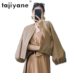 Tajeyane-Chaqueta de piel de oveja auténtica para mujer, abrigo corto de piel auténtica, ropa de lujo de otoño, moda coreana, 2024