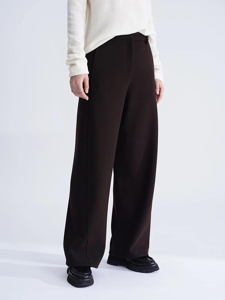 

Winter mat Wool Rayon Slim Leg Pants Women Commute Casual Knitted Straight Leg Trousers Thiened Long Pants
