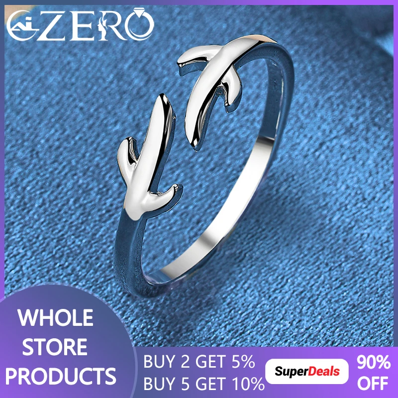 ALIZERO 925 Sterling Silver Branch Opening Ring For Woman Fashion Wedding Engagement Charms Party Jewelry