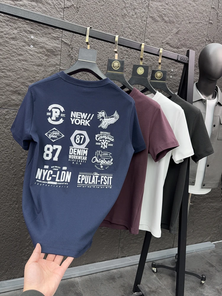 

Svip Men's Faionable round Ne ort Sve T-irt Breathable Cotton Summer Casual Print Comfortable American Sle Tee