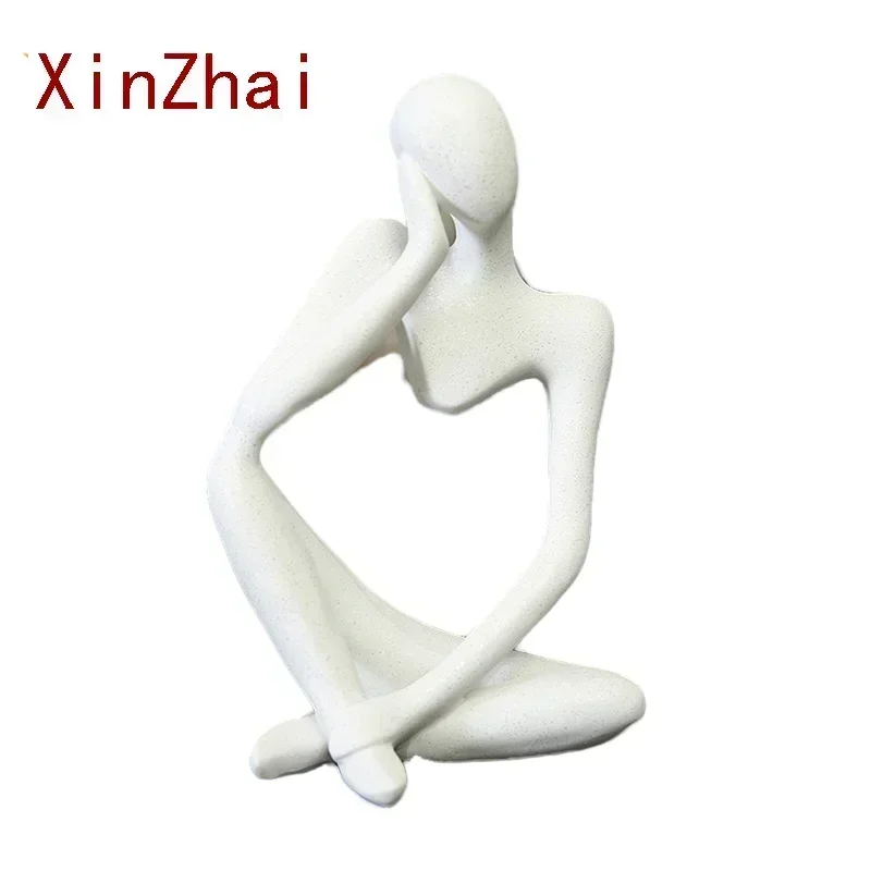 

VILEAD Natural Sandstone Meditation Figurine Miniatures Thinker Statuettes Home Decor Creative Souvenirs Gifts for New Year