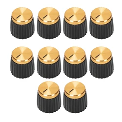 DAIERBUMP 10PCS 6.35MM Potentiometer Knob Guitar AMP Amplifier Knob Black Volume Control Knob For Electric Guitar Pedal