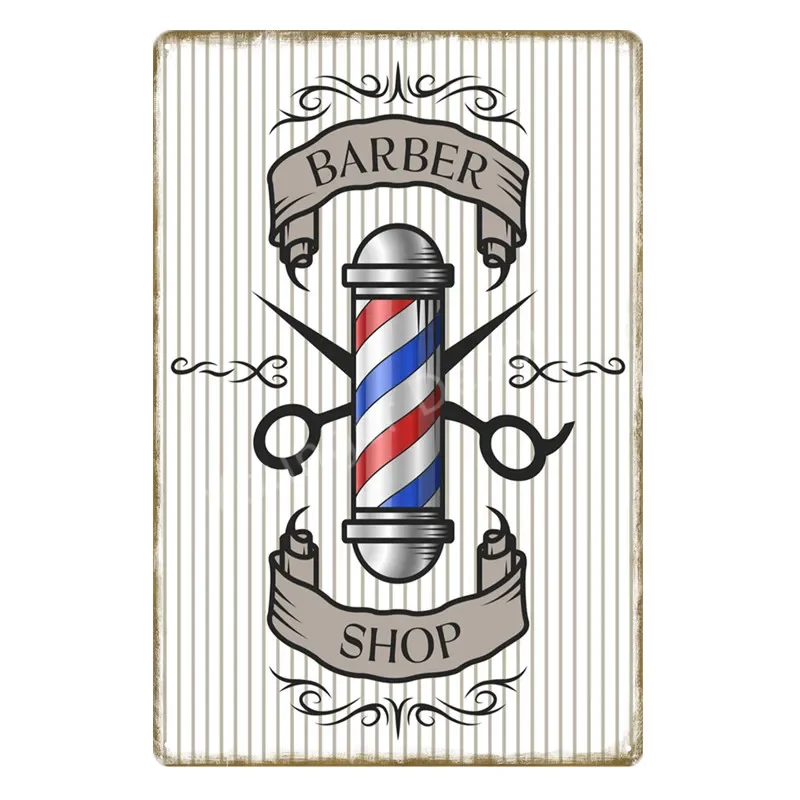 Haircut Shave Beard Tin Sign Vintage Metal Wall Sign Decor Barber Tattoo Shop Publicize Metal Board Poster Shabby Art Plaques