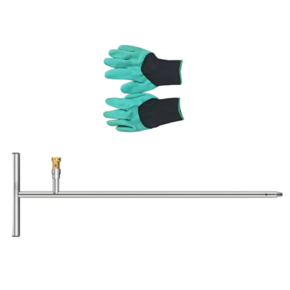 37 Inch for Deep For Root Feeder Tool Stainless Steel Construction with Brass Garden Hose Connector and Protective Work Gloves