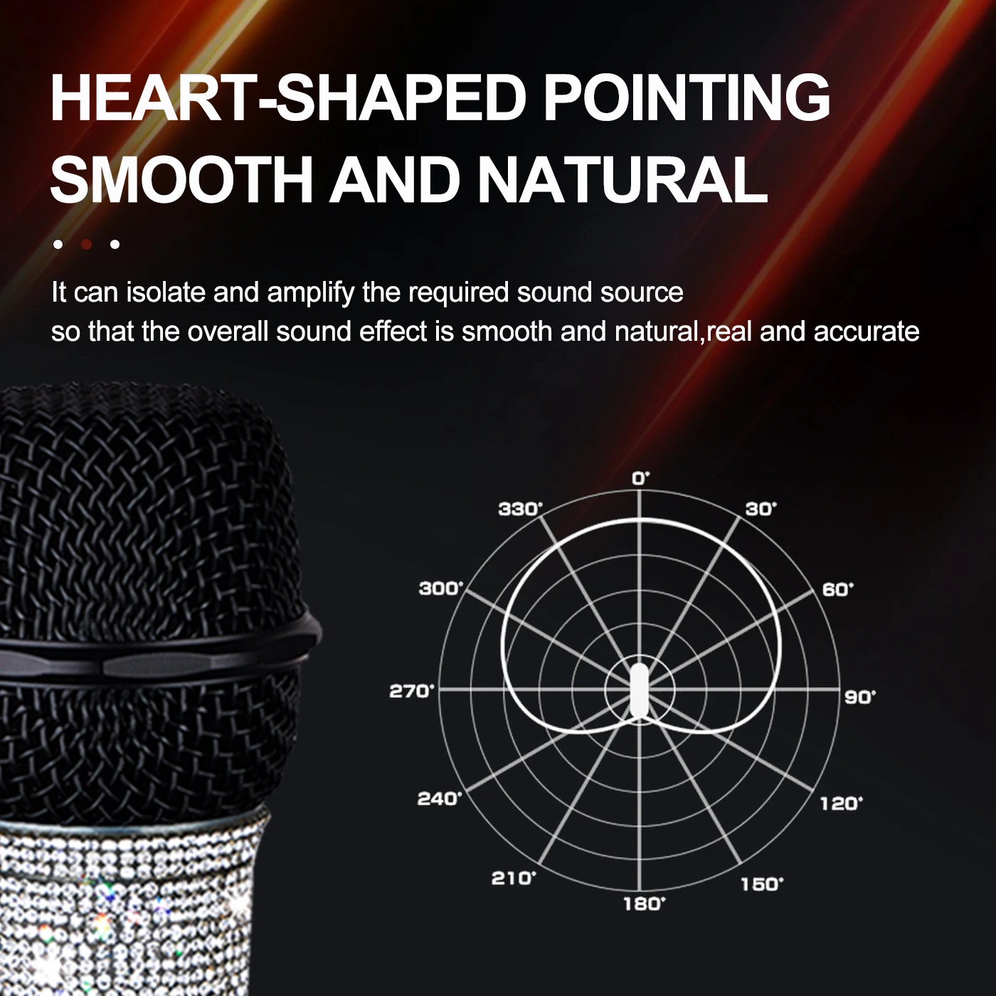 Professional Dynamic Metal Handheld Microphone, Rhinestone Blink Blink Decorated, For Singing Show Party