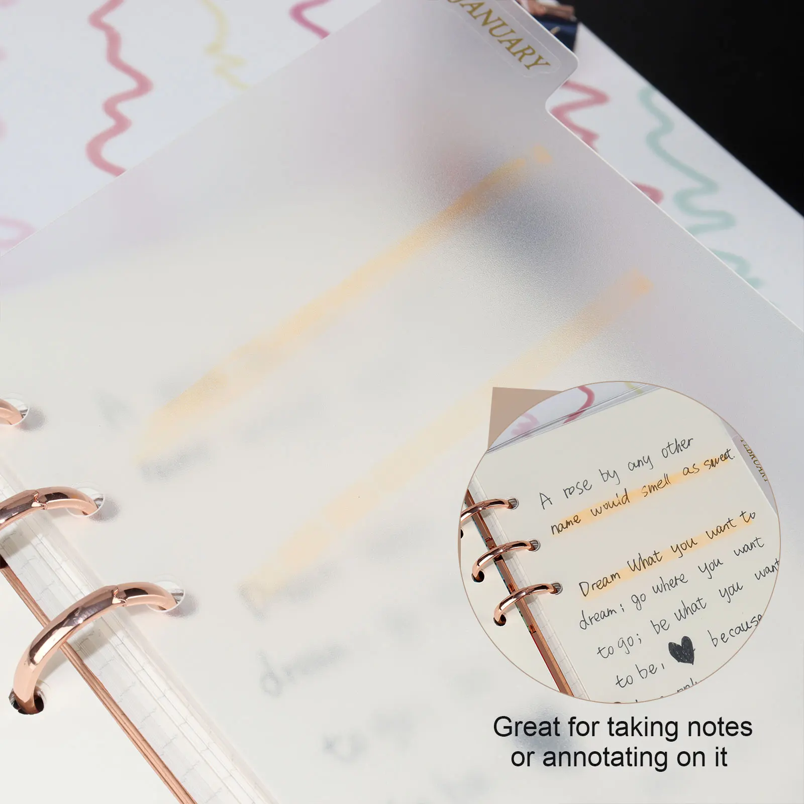 6 Ear A6 Transparent Index Divider for 6 Ring Binder Notebook PP Plastic Material Agenda Planner Divider