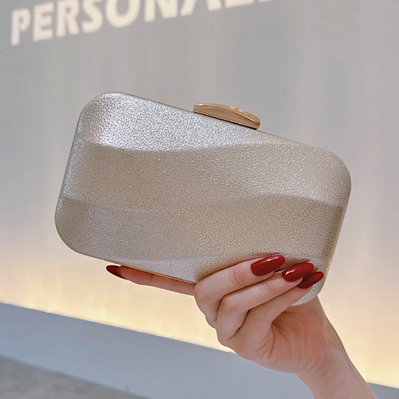 

High-End Textured Square Box Evening Bag, Elegant Clutch Chain Purse for Women, Wedding Cheongsam Banquet and Formal Dress Bag