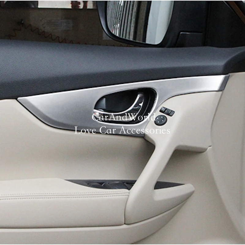 For Nissan X-trail  X Trail T32 Rogue 2014-2020 Interior Door Handle Bowl Frame Cover Trims ABS Chrome Car-styling Accessories