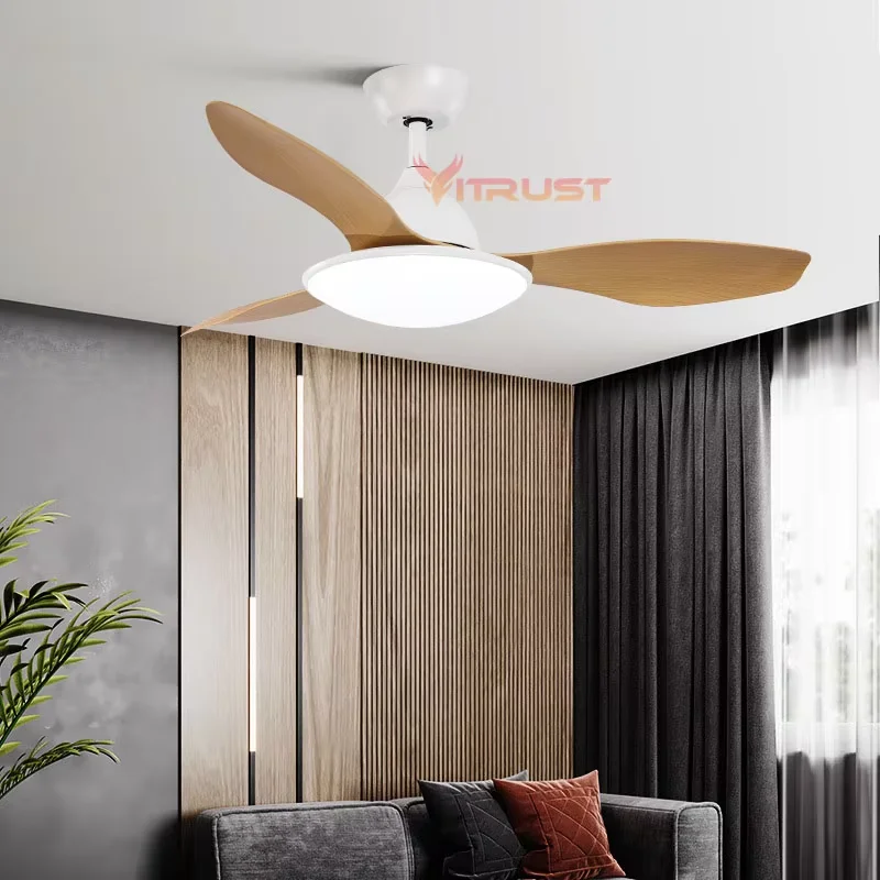 LED Ceiling Fan Light Low Floor Ceiling Fan Chandelier Lamp Black White 110V 220V Remote Control Fan Dining Room Bedroom Living