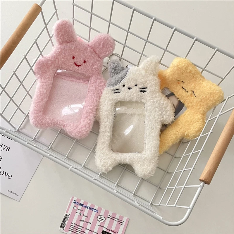 INS Cartoon Plush Photocard Holder Kitten Rabbit Ins Idol Cards Protective Case Student Credit Bank Bus Card Holder Stationery
