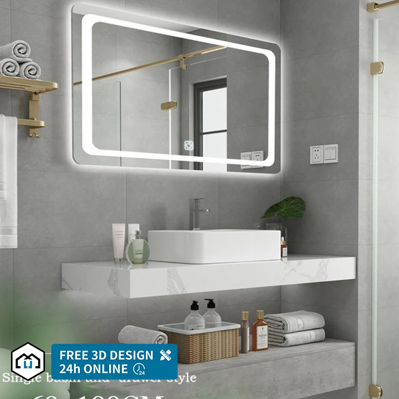 Luxury Single Sink Square Basin Modern Bathroom Vanity Cabinet with 2 Year Warranty YQ001