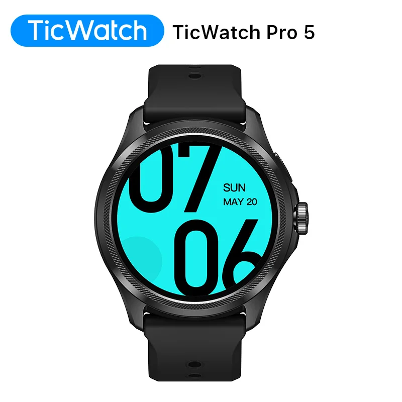 TicWatch Pro 5 (Refurbished) Wear OS Smartwatch Built 100+ Sports Modes 5ATM Water-resistance Compass NFC and 80Hrs Battery Life