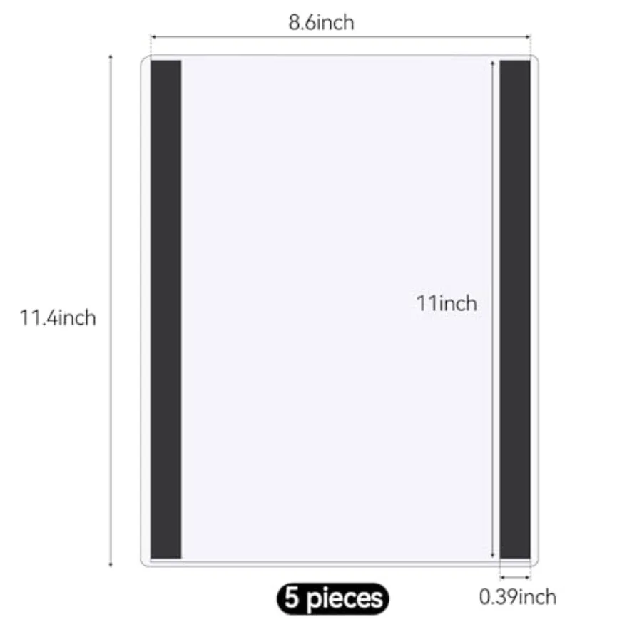 5 Pcs 8.5'' x 11'' Rigid Magnetic Sign Holders - Clear Plastic Document Frames with Magnet Borders for Letter Size Posters - Pe