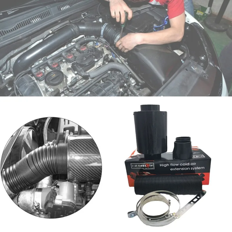 Universal Carbon Fiber Air Intake Parts Box Kit Automotive Air Filter Mushroom Head Intake Modification High Flow Pure Bellows