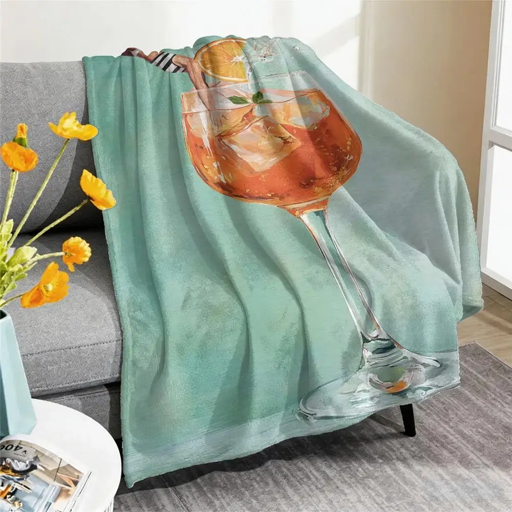 Coffee Martini Cocktail Margarita Throw Flannel AC Blanket Lightweight Nap Throw Cozy Blanket for Sofa Bed Travel Home