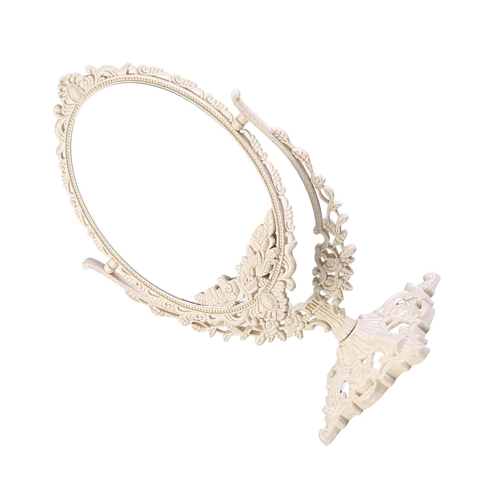 Bedroom Desk Mirror with High Definition Surface Stable Base Elegant Design for Makeup and Shaving Use Desk Mirror