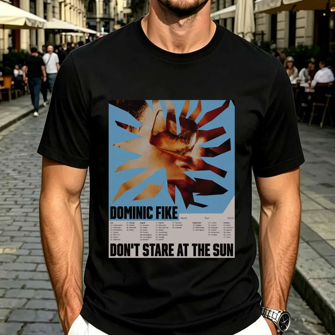 washed T Shirt Dominic Fike Don't Stare At The Sun Tour City 2023 Full Size S 5XL 1T342 vintage Washed Casual Comfortable