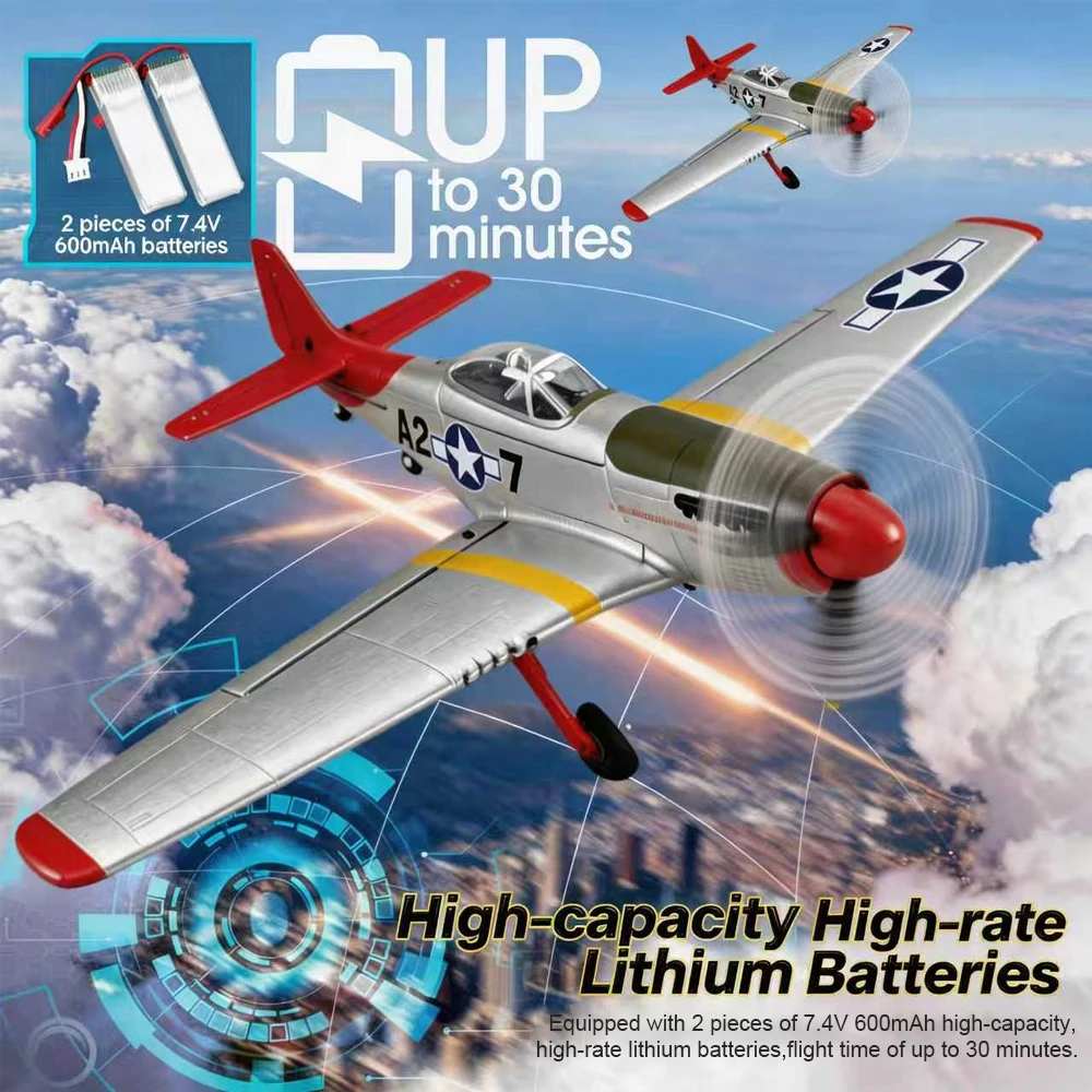 Top 5CH RC Plane P51D Mustang 2.4GHz 3D/6G Fixed-wing Aircraft Easy to Fly RTF Brushless Motor Fighter For Adults And Beginners