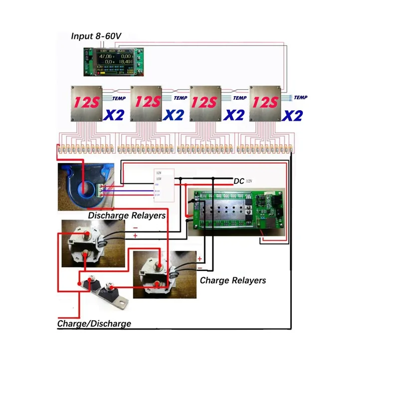 4S to 96S 200A/300A Relay DIY BMS With LCD for LTO LiFePO4 Li-ion Multiple Series Battery Compatible-blvetooth App