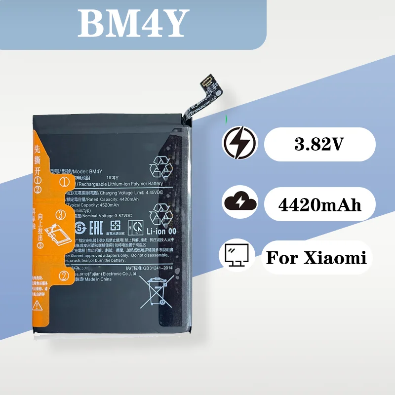 

3.8V 4420mAh Battery BM4Y Suitable for Redmi K40 K40Pro Note9S Y9S High Capacity Replacement
