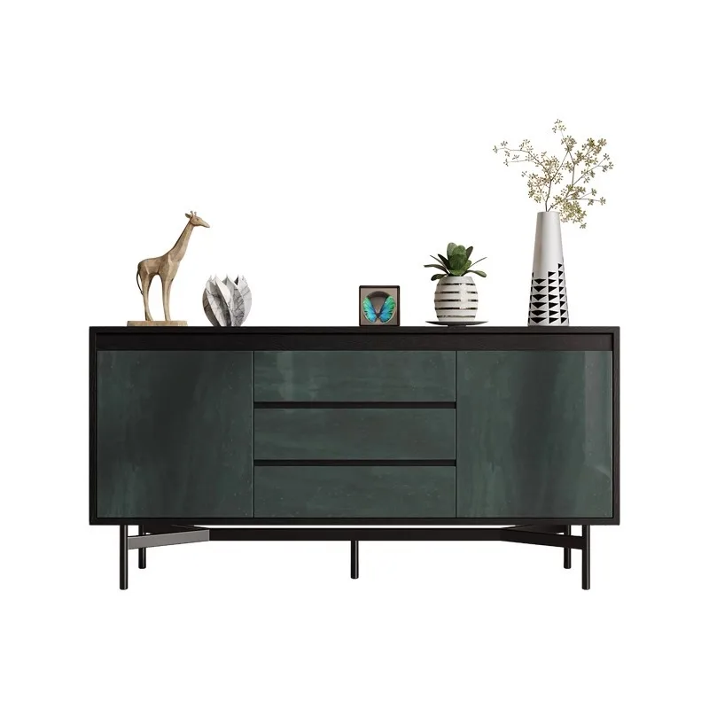 CX living room is decorated with solid wood against the wall, and modern simple drawers store the entrance cabinet.