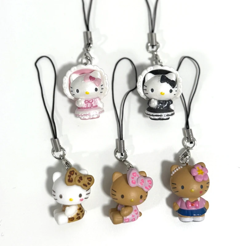 Japanese Kawaii Cute Shell Cat Pendant Cute Vintage Flower Brown Skin Lolita Cat Keychain Pendant Birthday Gift