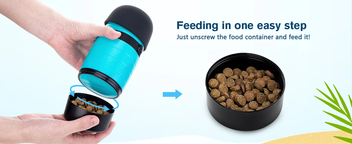 2-in-1 Dog Travel Water Bottle & Food Container – 650ml