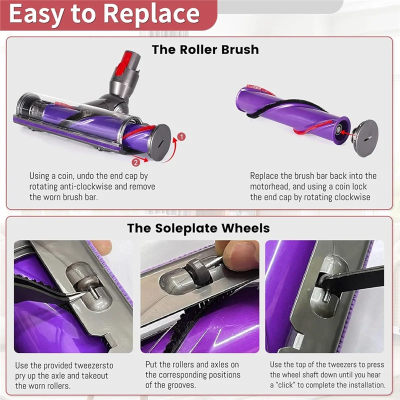 

A06R комплект колес и роликовых щеток для замены деталей пылесоса Dyson V10 SV12, аксессуары для Dyson V10