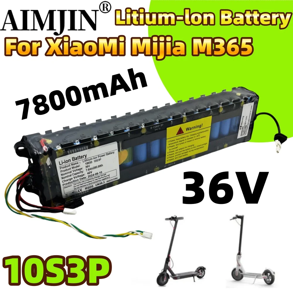 

36V 7800mAh 18650 10S3P Litium-Ion 7.8Ah Battery for XIAOMI M365 1S Mijia pro Battery Pack with Bluetooth Communication