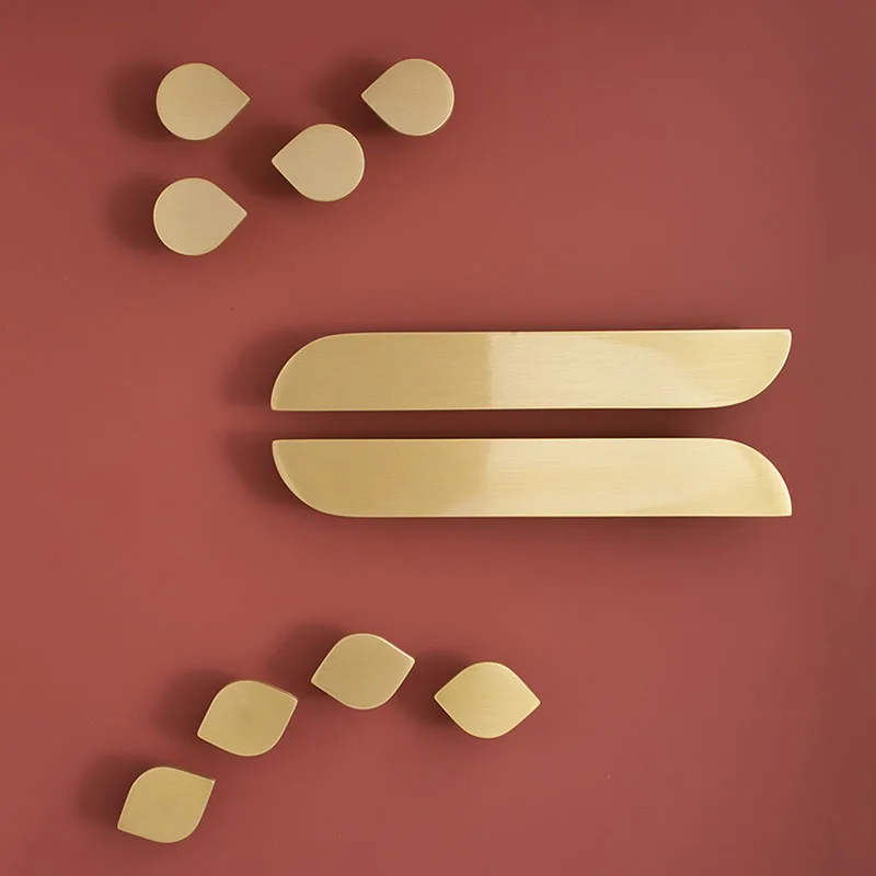Modern Simple Wardrobe Handles Cabinet Knobs Furniture Door Pulls for Drawer Dresser Cupboard Brass Hardware