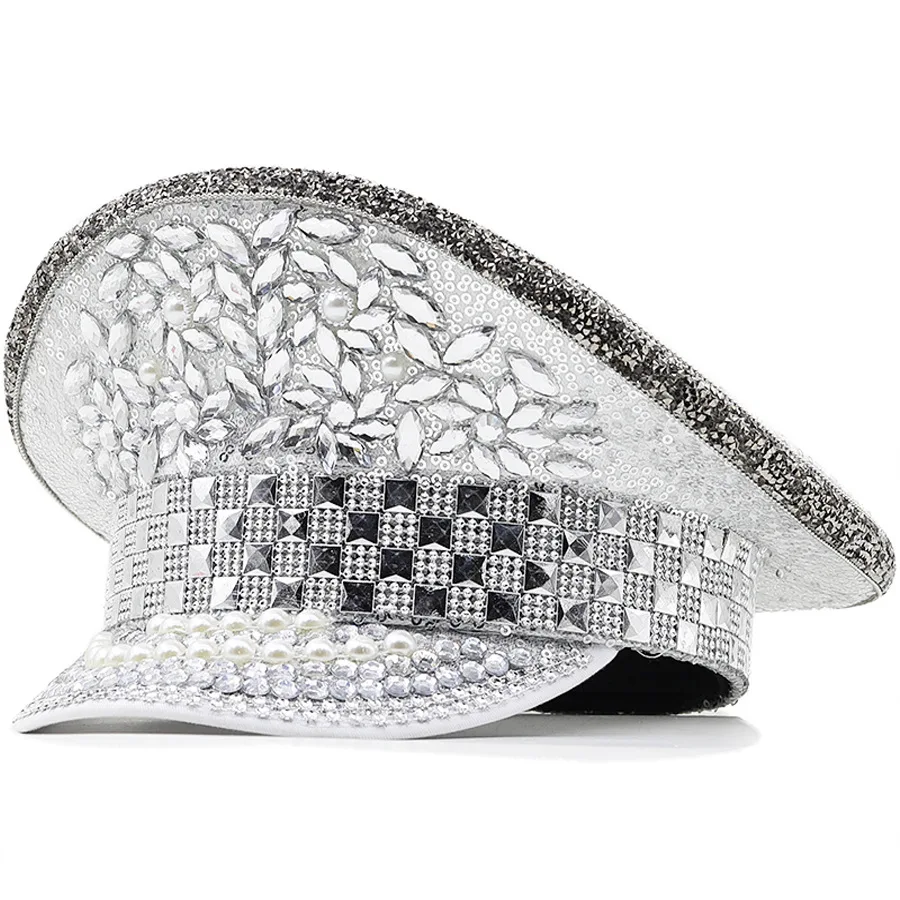 

Women's Letter Diamond Hip Hop Hat Silver Sequin Diamond Photography Hat Peaked Cap Punk Hat Performance Hat