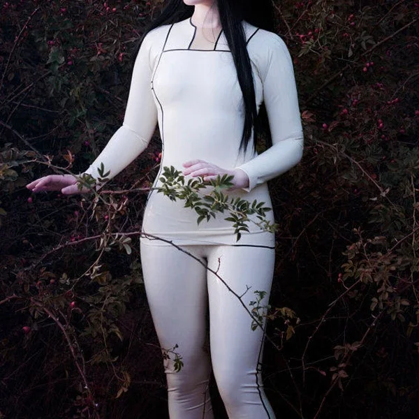 

100% Latex Rubber Bodysuit Gummi White Sexy Onesie Fashion, Comfort, Party, Role Play Xs-xxl 0.4 Mm