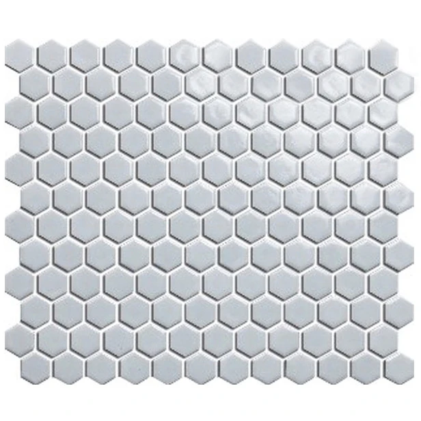 Promotion 300*260mm Glossy Glazed Hexagon White Mosaic Tiles For Bathroom