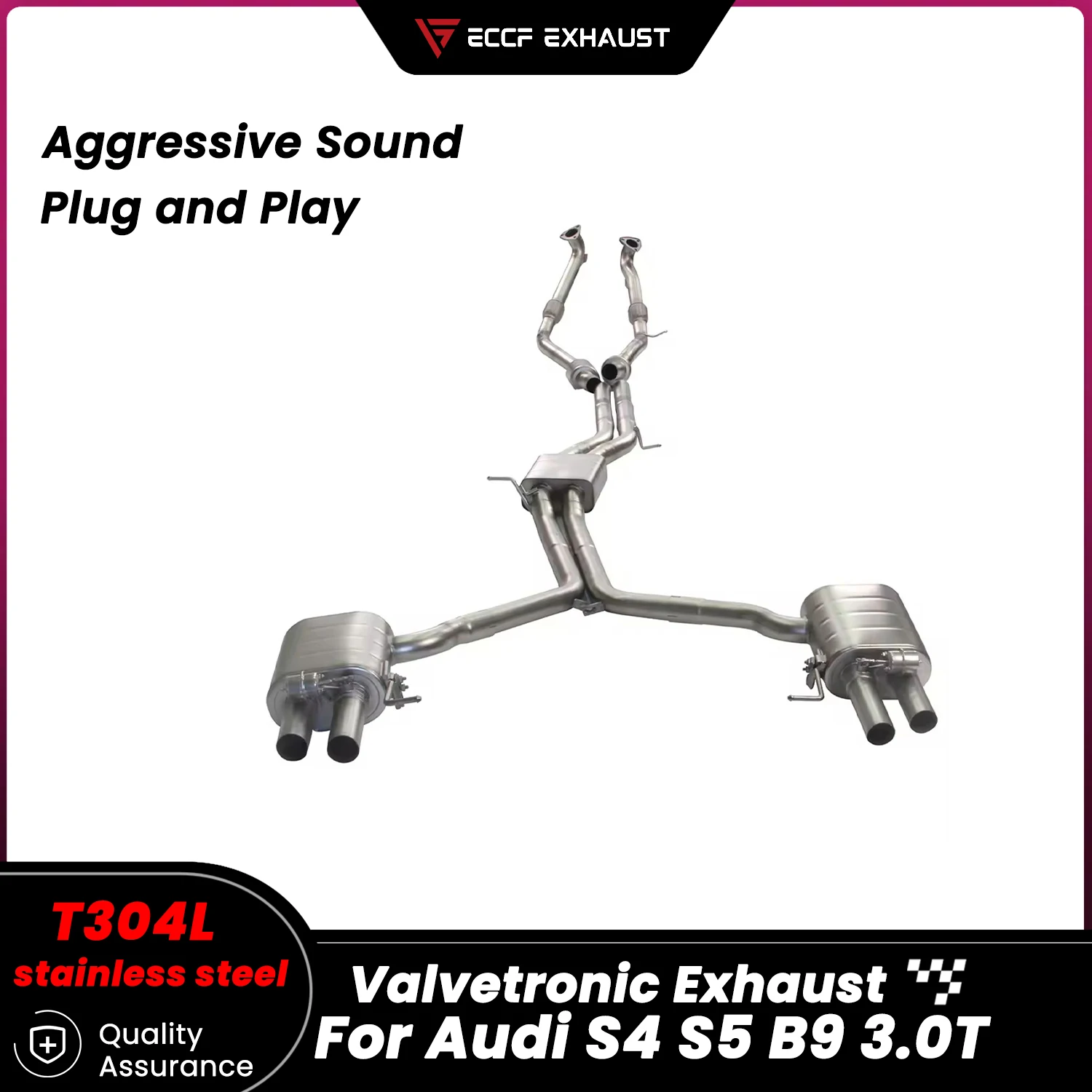 

Пневматический клапан из нержавеющей стали Catback Exhaust с передней трубой для Audi S4 S5 B9 3.0T Свободно регулируемый звук Простая установка