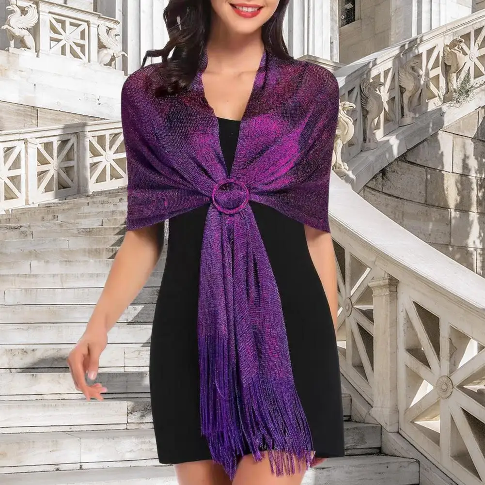 2025 feminino xale brilhante fio metálico lenços de dama de honra envolve com botão cachecol festa de casamento estilo vintage xale
