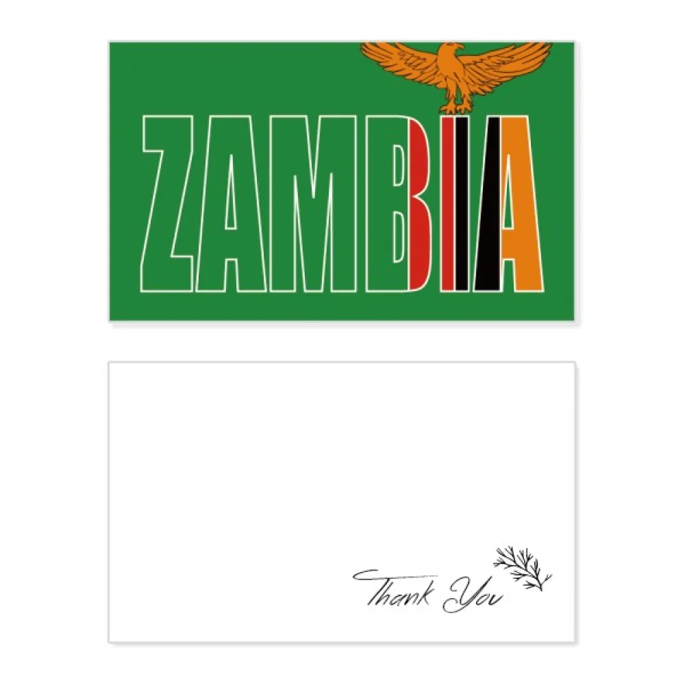 

Zambia Country Flag Name Thank You Card Birthday Paper Greeting Wedding Appreciation