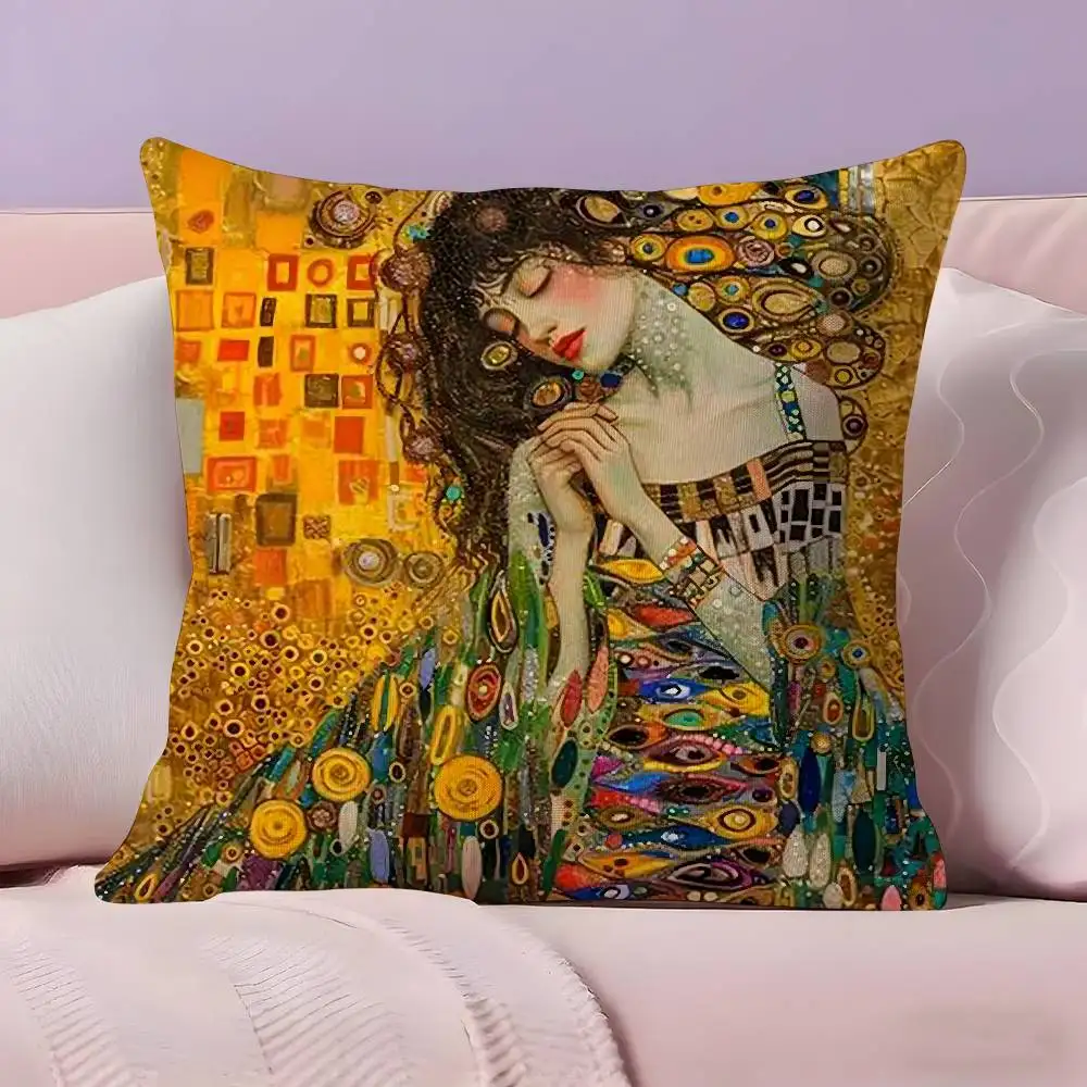 

G-Gustav K-Klimt Oil Painting Pillow Case Pillowcase Ultra Soft Skin Friendly Fabric Cloud Like Comfort & Concealed Zipper