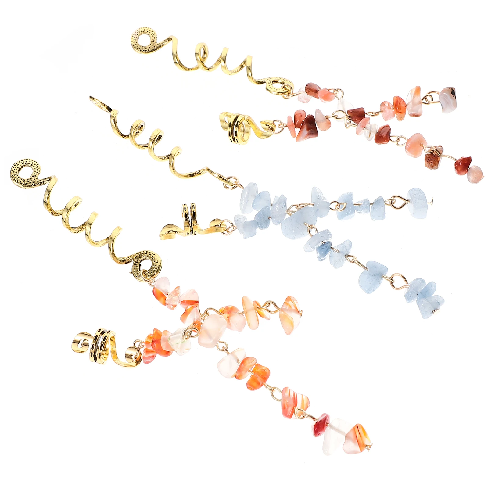 

6pcs Hair Rope Clips Stone Beads Dreadlock Pendants Braiding Accessories Long Short Styles Hair Decorations Jewelry
