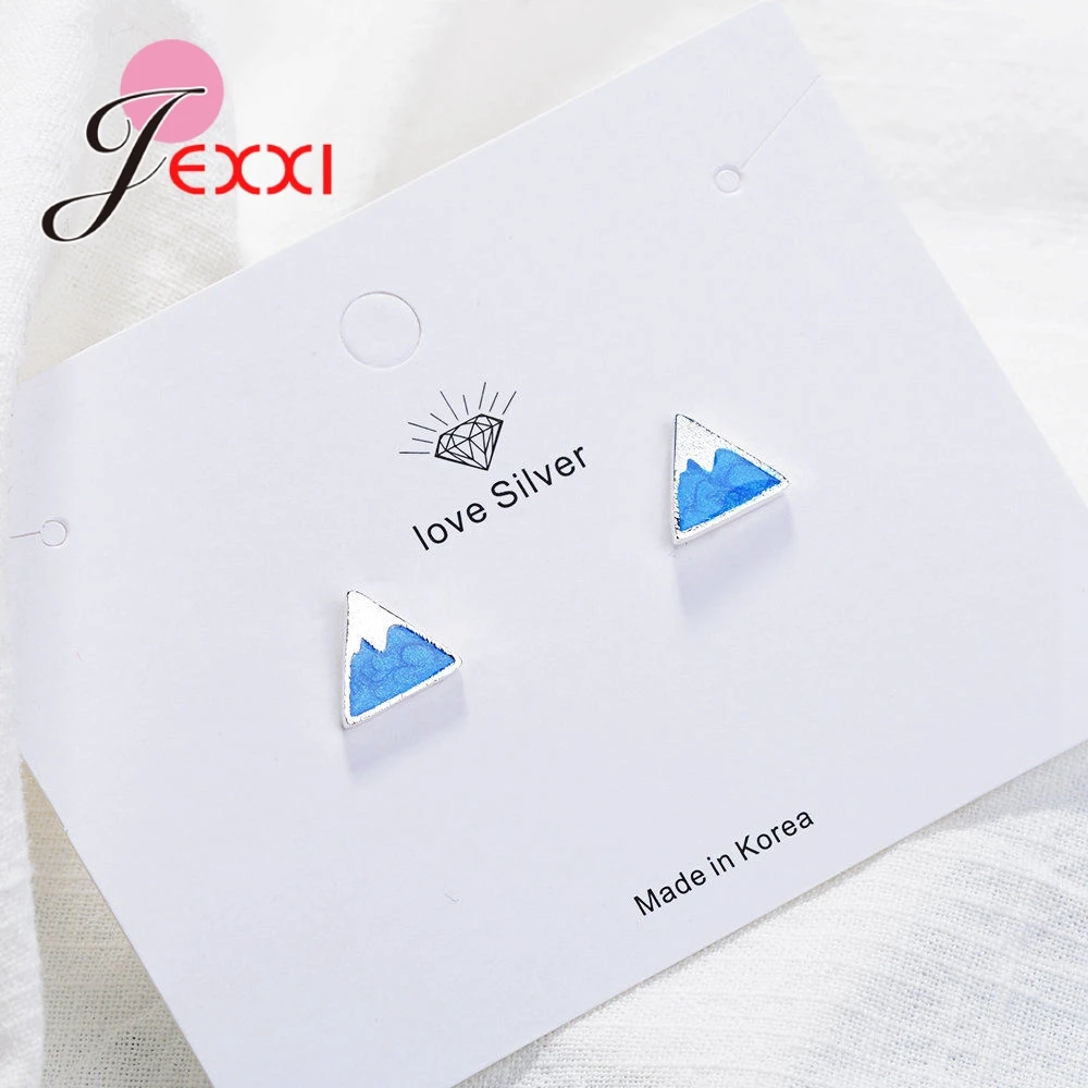 Triangular Snow Mountain Shape Trendy Popular Stud Earrings 925 Sterling Silver For Women Perfect Jewelry Wholesale