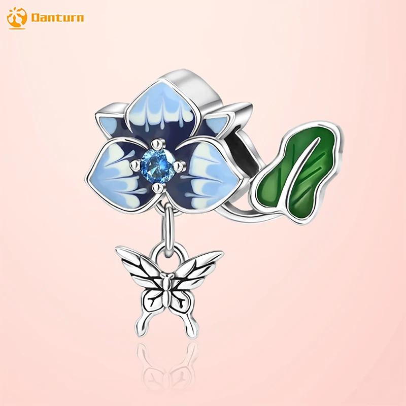 

Danturn 925 Sterling Silver Beads Flowers and Butterflies Dangle Charm fit Snake Chain Bracelet Fashion Women Jewelry Making