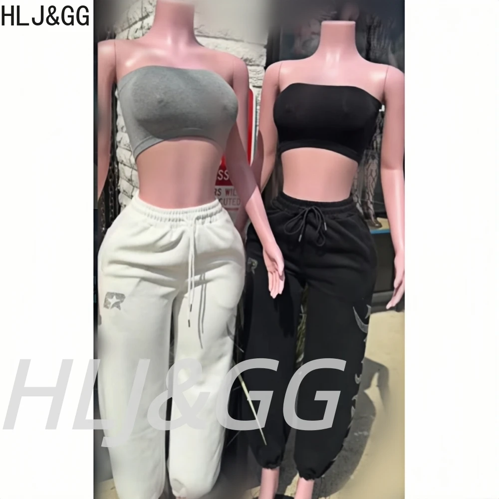 

HLJ&GG Casual Rhinestone Letter Sporty Pants Women High Waisted Drawstring Sporty Sweatpants Fashion Female Jogger Bottoms 2026
